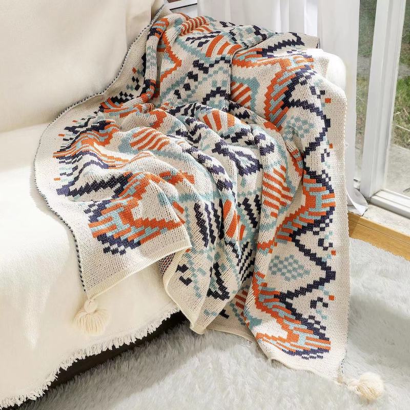 ボヘミアン風サウスウェスタンフリンジ付きスローブランケット、 - Boho Throw Blanket Fringe のレビューと価格